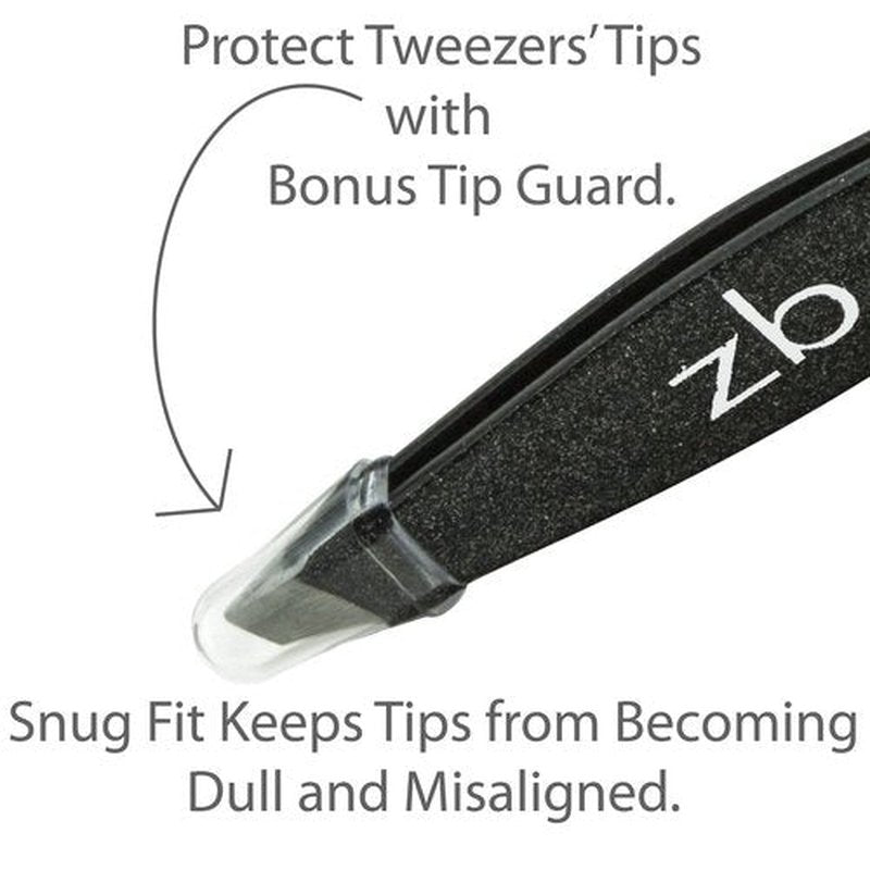 Tweezers – Surgical Grade Stainless Steel - Slant Tip for Expert Eyebrow Shaping and Facial Hair Removal – with Protective Pouch - Best Tweezer for Men and Women (Black)