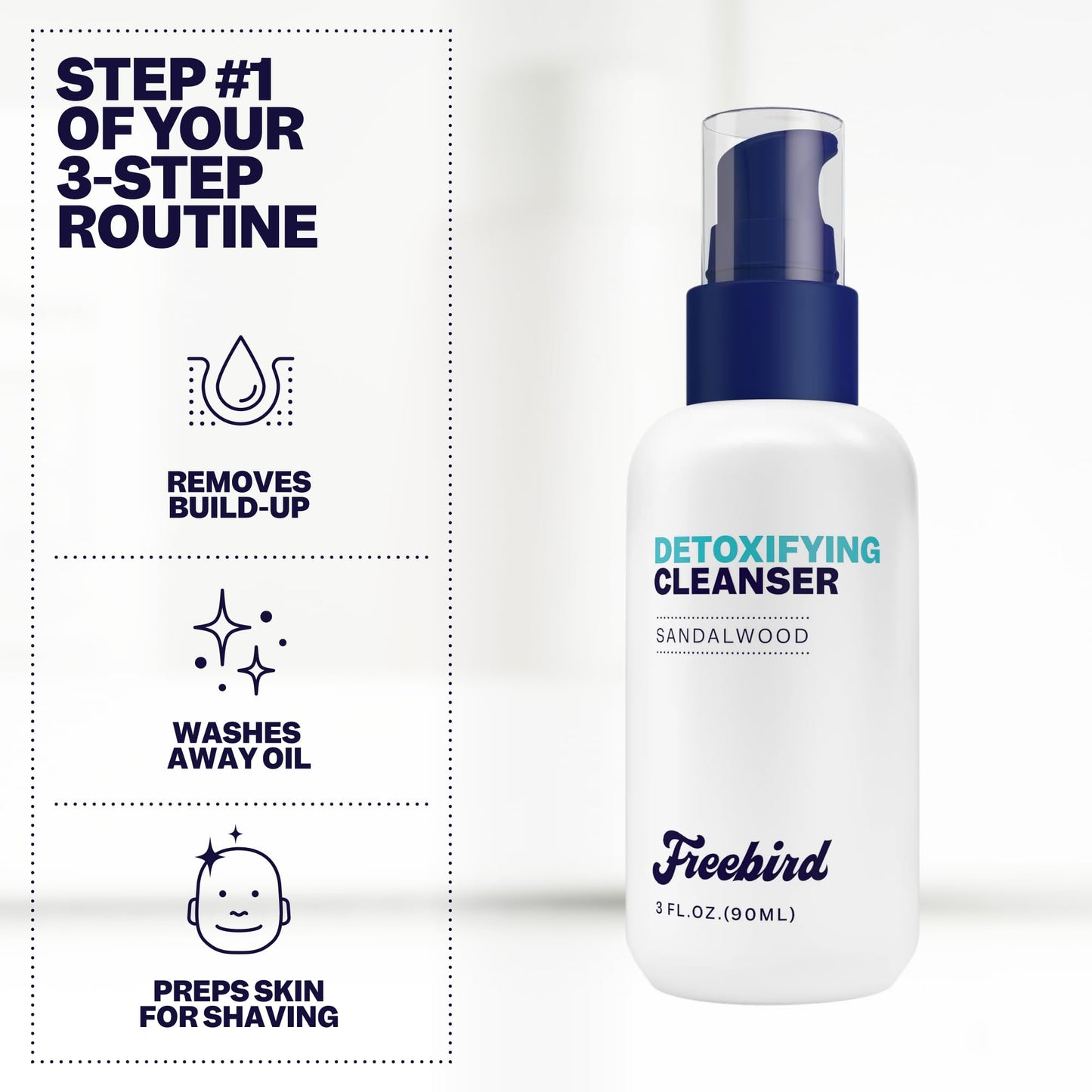 Freebird Daily Body & Face Cleanser for Men, Detoxifying Skin Cleanser with Vitamin E and Salicylic Acid, Gentle Exfoliating Wash, Paraben-Free, Vegan, 3 Fl Oz (90 mL)