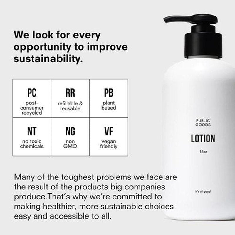 Public Goods Body & Hand Lotion for Women & Men | Natural Moisturizing Daily Lotion for Dry & Itchy Skin | Paraben & Sulfate Free | Made with Organic Essential Oils | Made in Canada | 12 Fl Oz Bottle