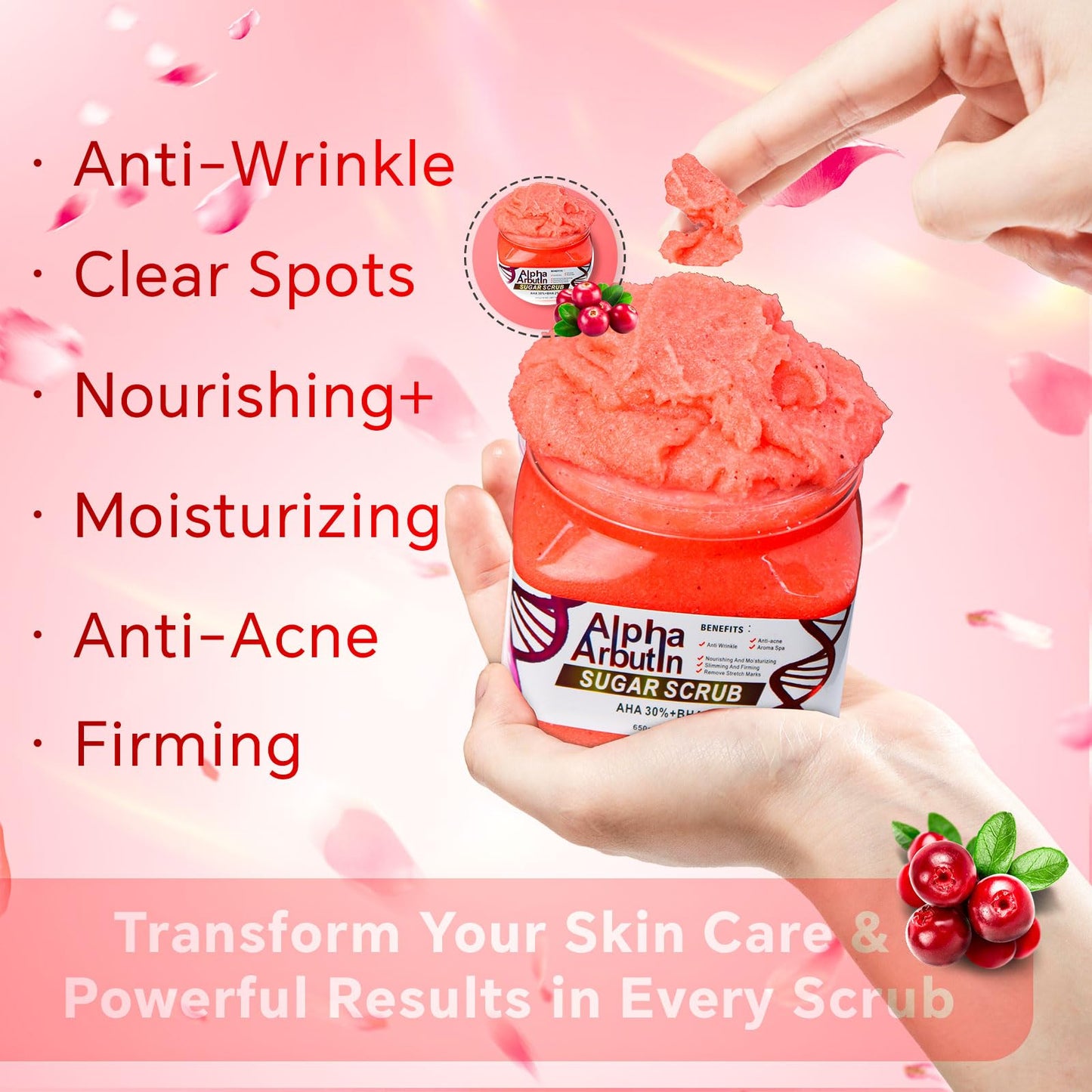 Dr Meinaier Alpha Arbutin Sugar Body Scrub, AHA + BHA, Anti-Acne, Anti-Wrinkle, Nourishing and Moisturizing Formula, 18 Oz (2)