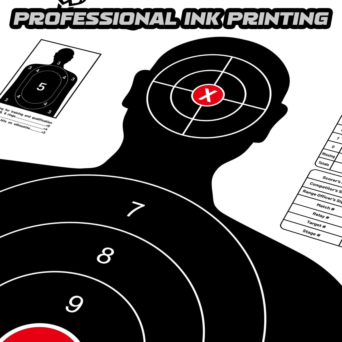 Highwild Shooting Range Silhouette Paper Target - 23X35 Inches - Suitable for Handguns, Rifles, Airguns, BB Guns (100 Pack, White & Black)