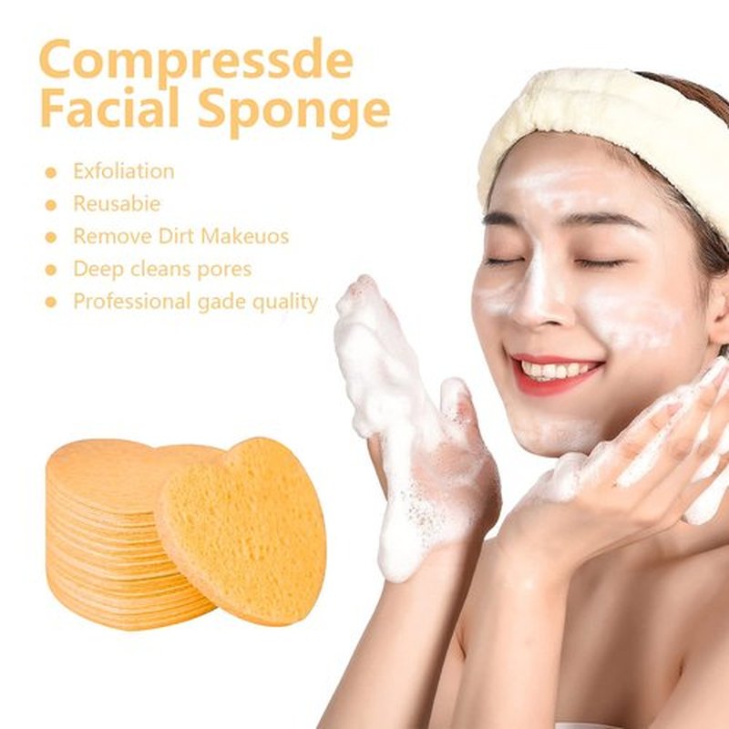 50-Count Facial Sponges Compressed, 100% Natural Cellulose Face Sponge Professional Cosmetic Spa Sponges for Face Cleansing, Exfoliating Mask, Makeup Removal for Travel and Home, Deep Yellow