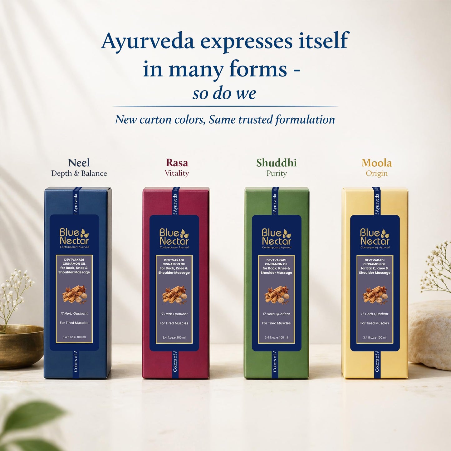 Blue Nectar Ayurvedic Back, Joint and Shoulder Pain Oil with Cinnamon, Clove Essential Oils (17 Herbs, 3.38 Fl oz)