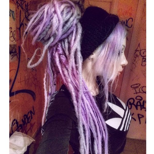 Quisduis 30 Inch 20 Strands Lavender Purple Dreadlock Extensions, Synthetic Single Ended Dreads Thin Soft Crochet Dreads Extensions Hippie Style Dreadlock for Woman…