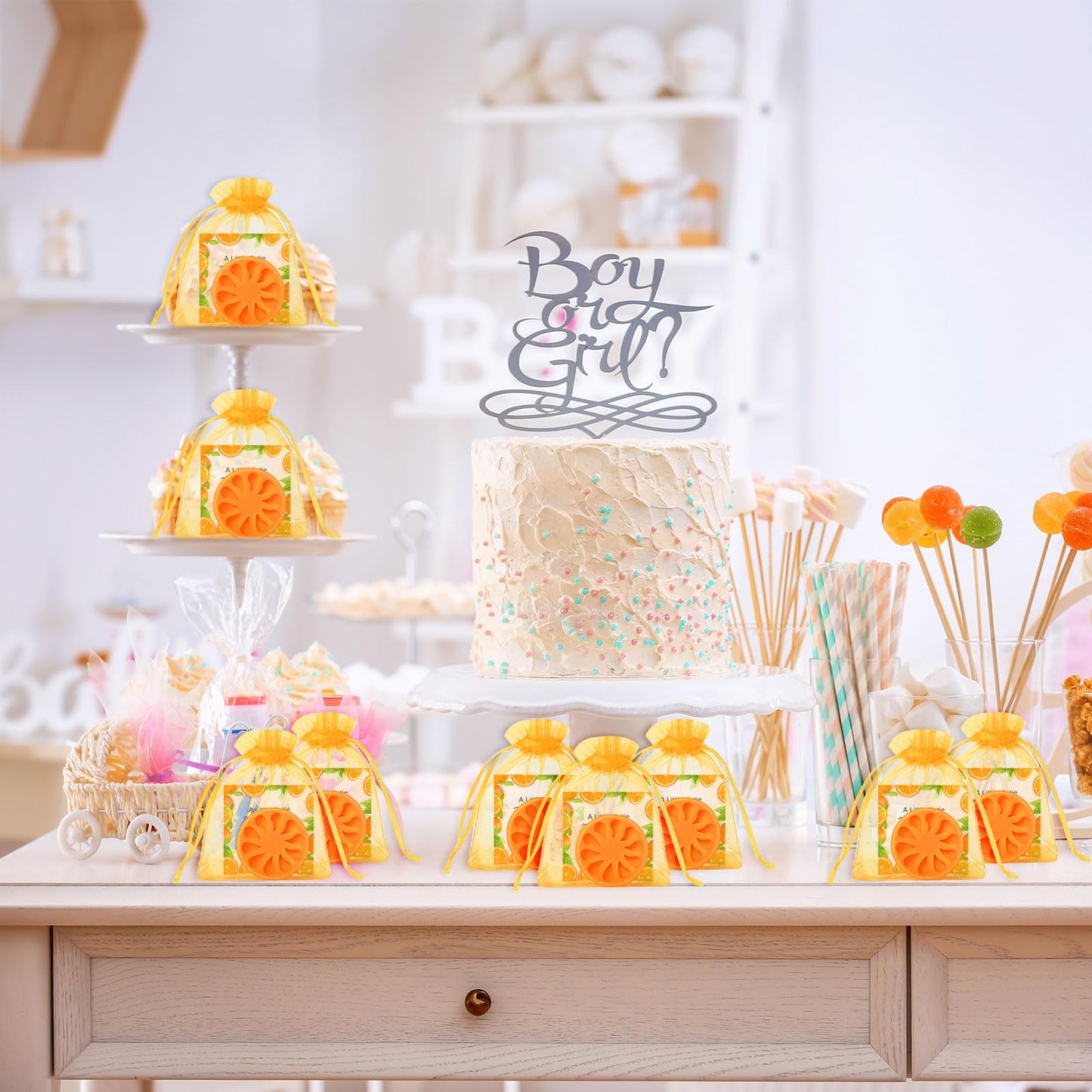 SiliFine 50 Sets Little Cutie Baby Shower Party Favor Orange Soap Gifts Bulk Orange Soaps with Card and Bag for Wedding Gifts Bridal Party Baby Shower Decorations Clementine Little Cutie Theme Favors