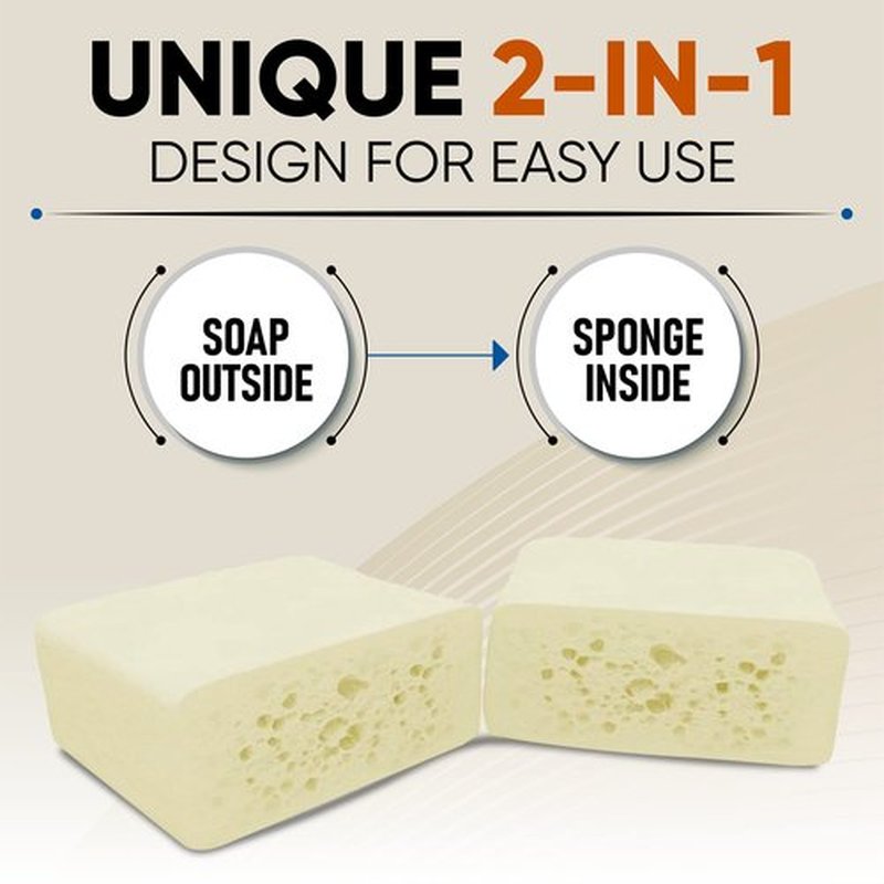 T.Taio Soap Sponge for Shower, Bath Wash Scrubber for Body, Foot, Face, Massage & Lather, Oatmeal, Mini Soap Included, Bathroom Accessories