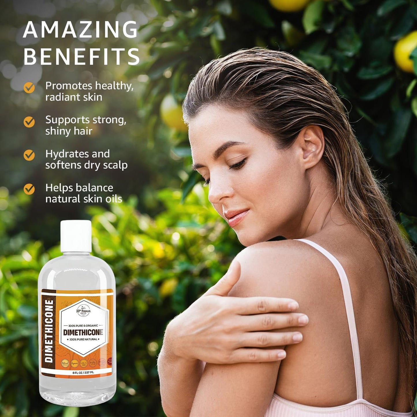 33rd Parallel | DIMETHICONE Oil (32 oz) 100% Pure, Cosmetic Grade | 350 CST Medium Viscosity | Used in Moisturizers, Lotions, Primers, Foundations, Hair Products, Sunscreen, Wound Care | 32 Ounces