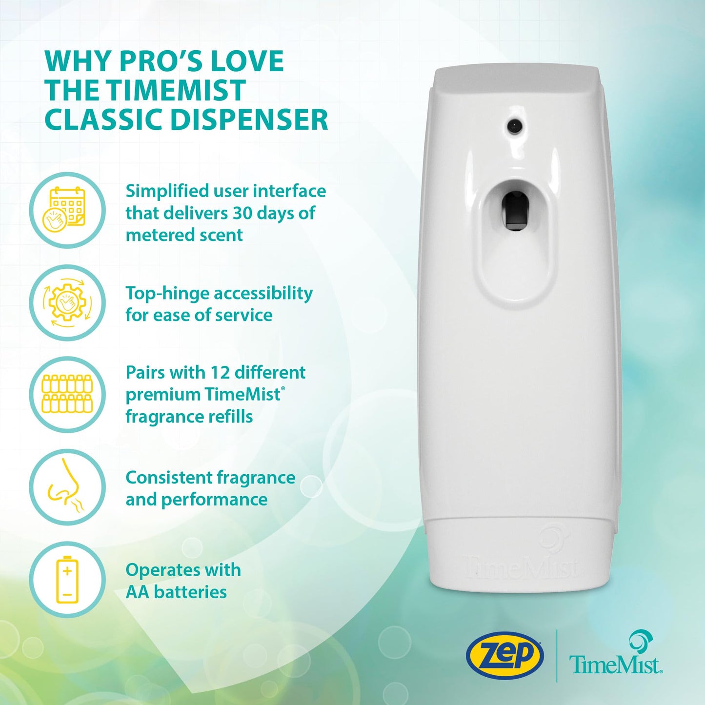 TimeMist Classic Metered Aerosol Air Freshener Fragrance Dispenser - (Case of 6) 1047717 - Great for Odor Control in Kitchen, Bathroom, Locker Room, Breakroom and Washroom
