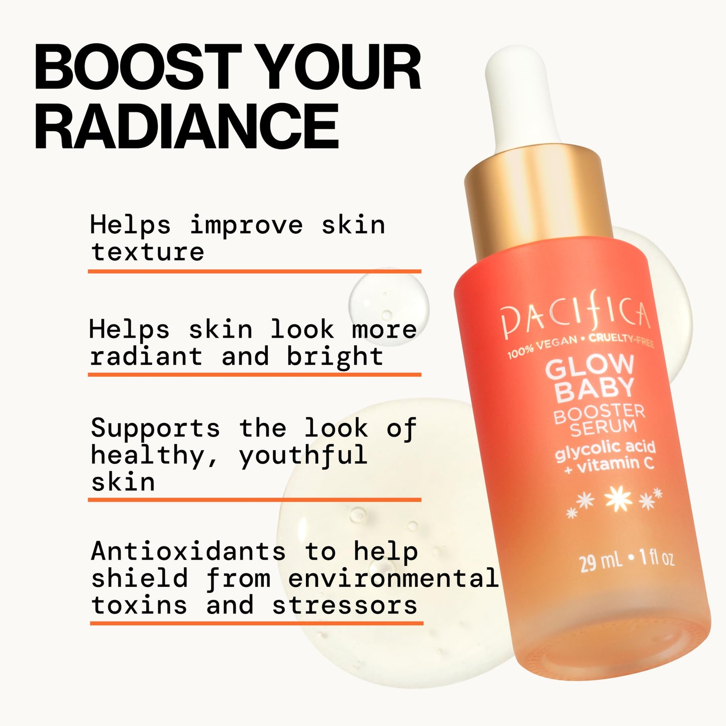Pacifica Vitamin C Face Serum - Glow Baby Booster Facial Serum 2-PACk - Glycolic Acid - Dark Spot Corrector Anti Aging Brightening - Dermatologist Tested, Fragrance Free Clean Skin Care