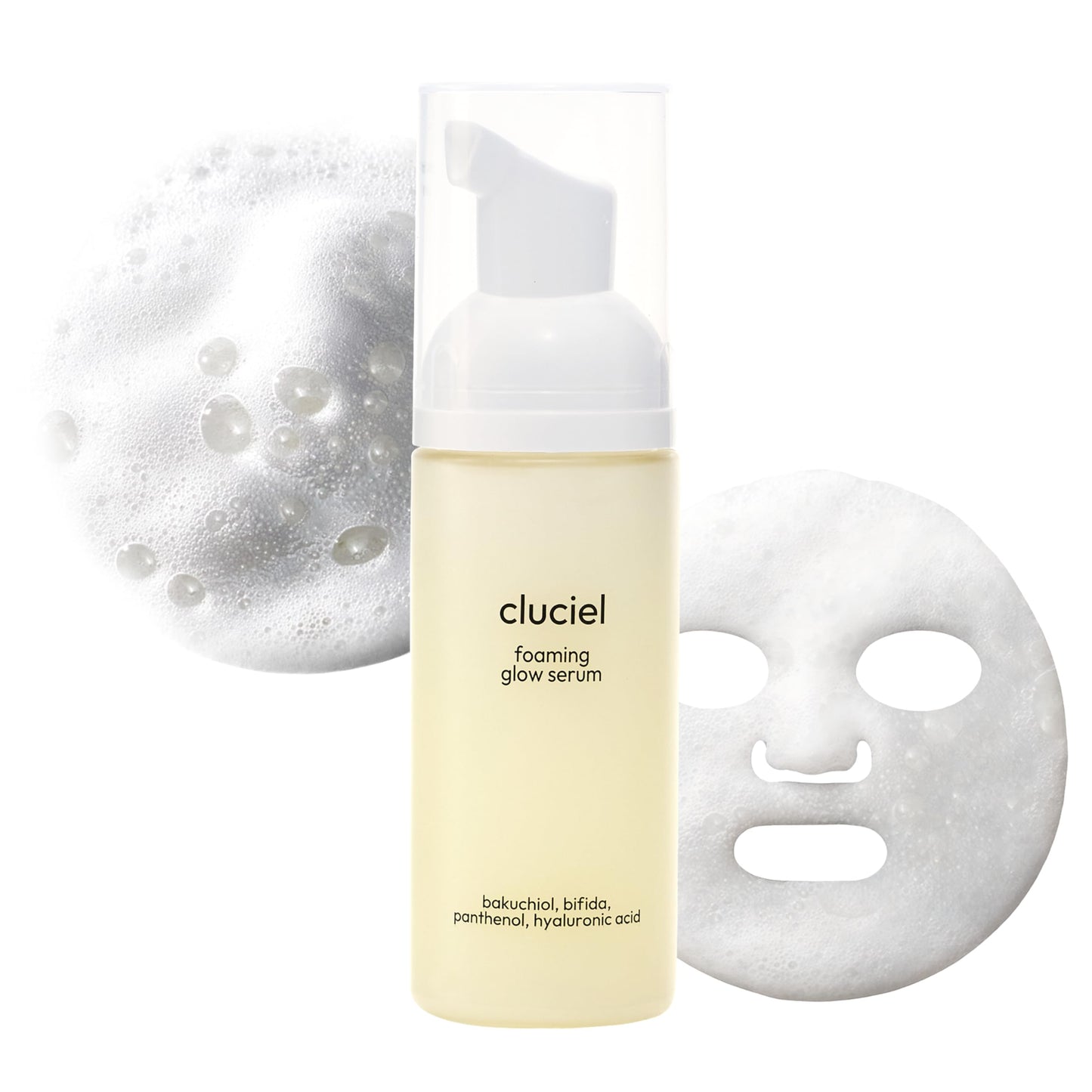 cluciel Foaming Glow Serum I Repairing Serum for Korean Glass Skin with Bakuchiol & Bifida, Smoothens Skin Texture, Balances Skin Tone, For Sensitive Skin, Fragrance-Free, Vegan (50ml / 1.69 fl.oz)