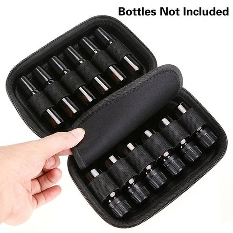 Hipiwe Hard Shell Essential Oil Carrying Case Holds 12 Bottles (Can hold 5ml, 10ml, &10ml Rollers) Travel Size Essential Oils Bag Organizer (Blue)