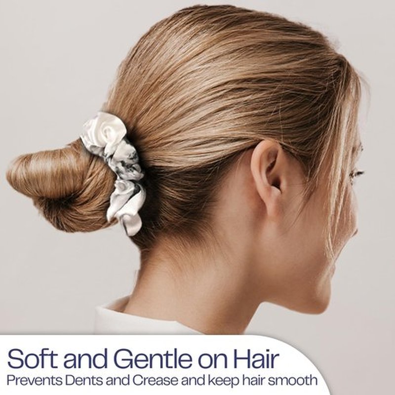 Celestial Silk Mulberry Silk Scrunchies for Hair (Marble)