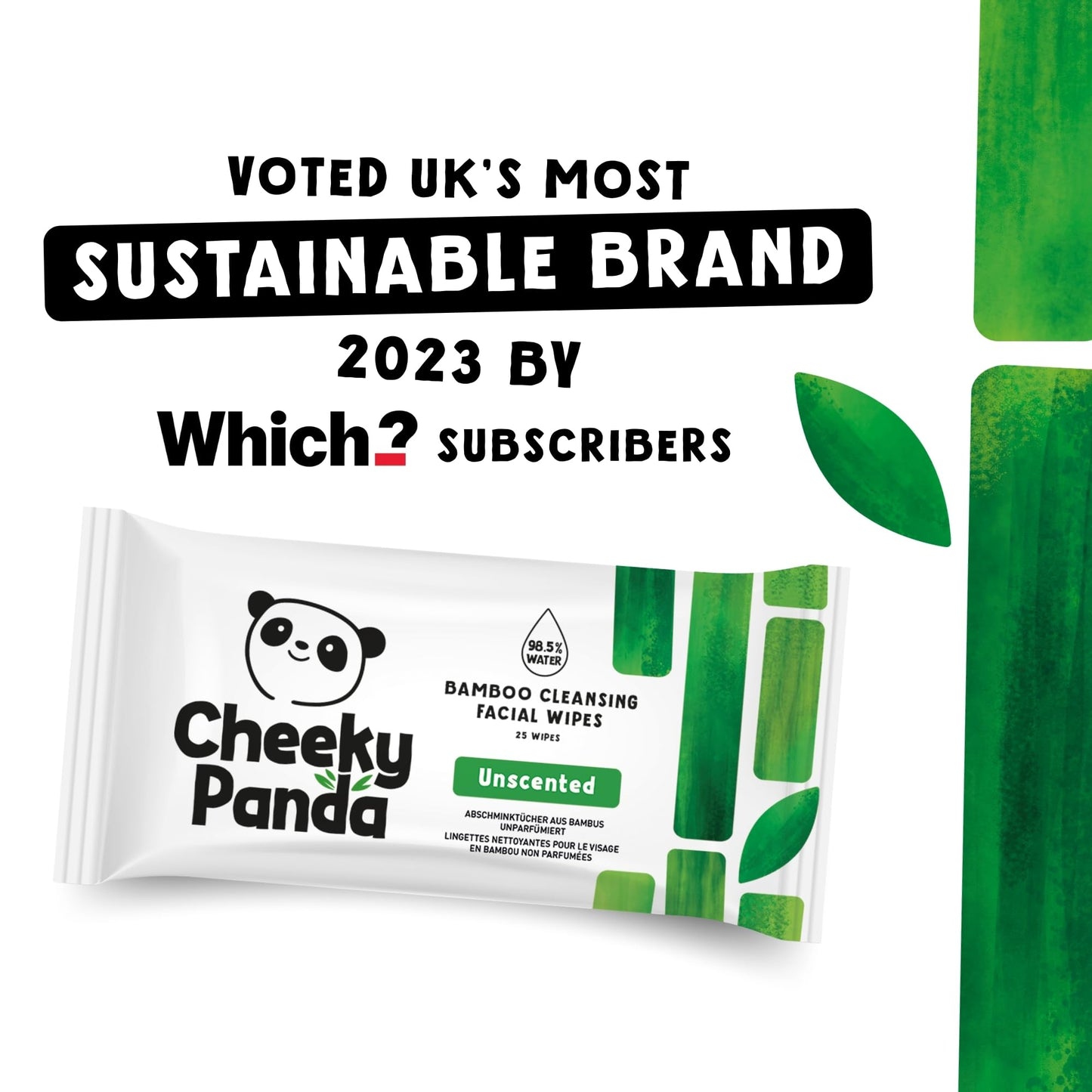 The Cheeky Panda Face Wipes | Unscented Biodegradable Makeup Remover Wipes | Pack of 25 Wet Wipes