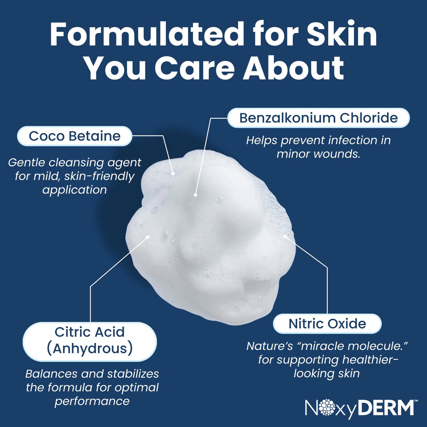 Premium First Aid Antiseptic Foam for Cuts, Scrapes, Burns and Wound Care. Benzalkonium Chloride Formula. Formulated with Nitric Oxide for Elevated Skin Support. 1oz. NOxyDERM
