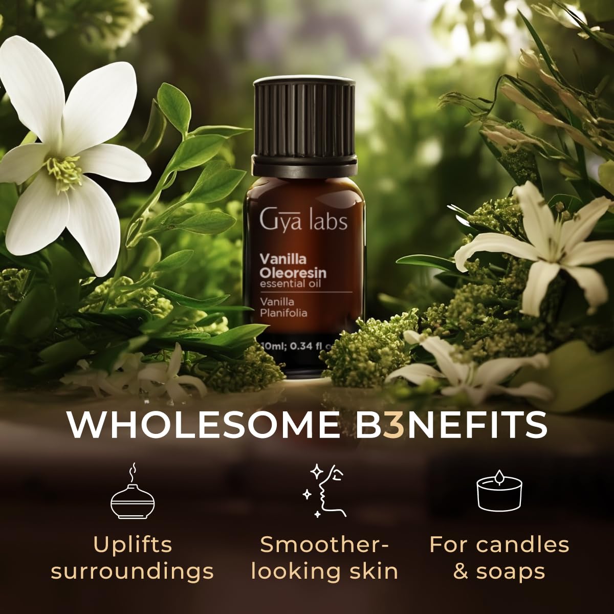 100% Pure Vanilla Essential Oil - 0.34 Fl Oz - Vanilla Oil for Hair, Skin, Diffuser, Aromatherapy & DIY Candle Making Scent