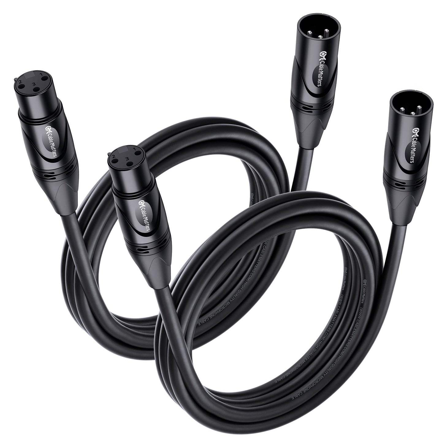 Cable Matters 2-Pack Premium XLR to XLR Cable, Microphone Cable, M-F, 6ft