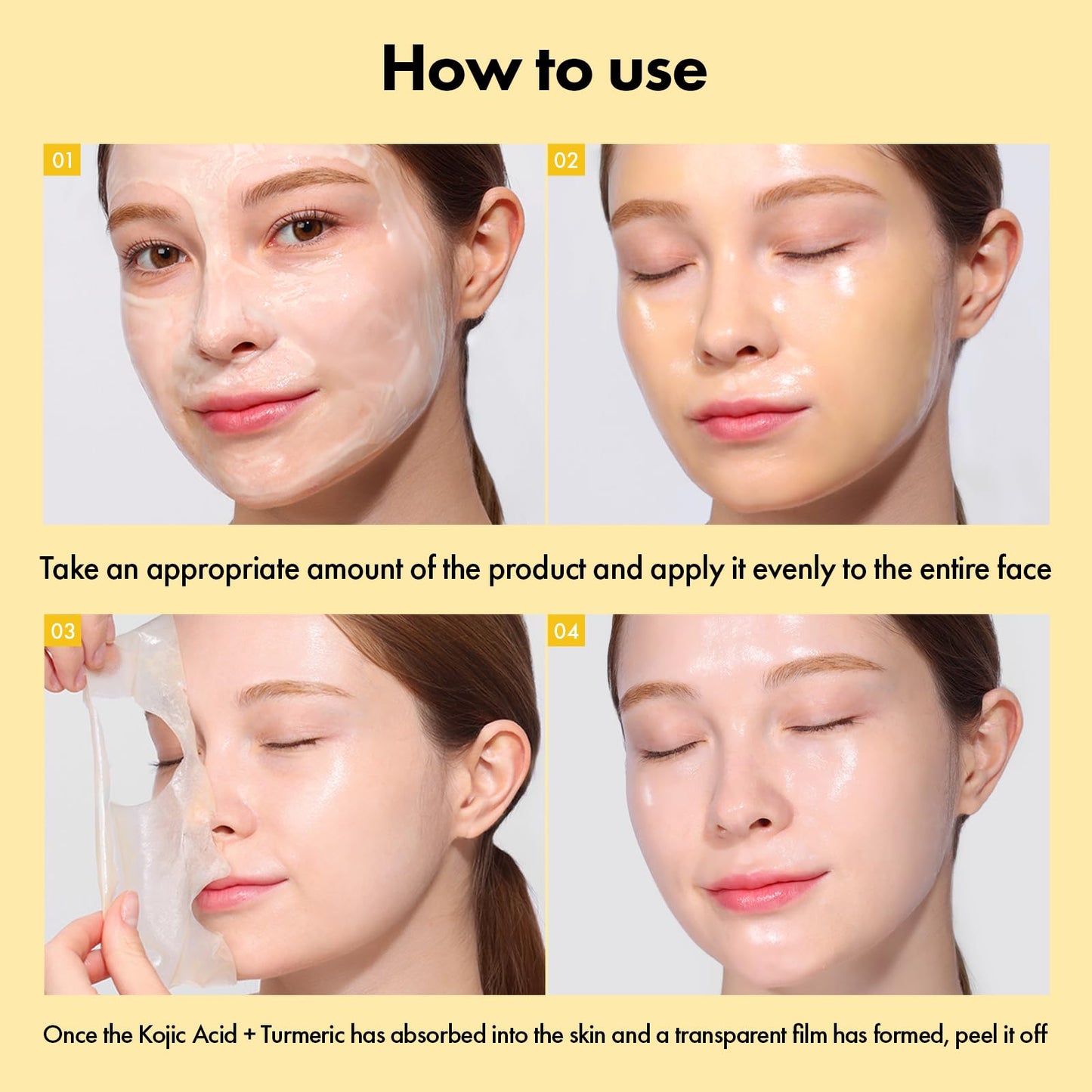 TOSOWOONG Real Kojic Acid Turmeric Fit, Dark Spot Wrapping Mask, Vitamin C & Glutathione Peel Off Facial Mask for Even Tone, Elasticity, Hydrating, Glow, Glass Skin, Korean Skincare, 50ml/1.69 fl. oz.