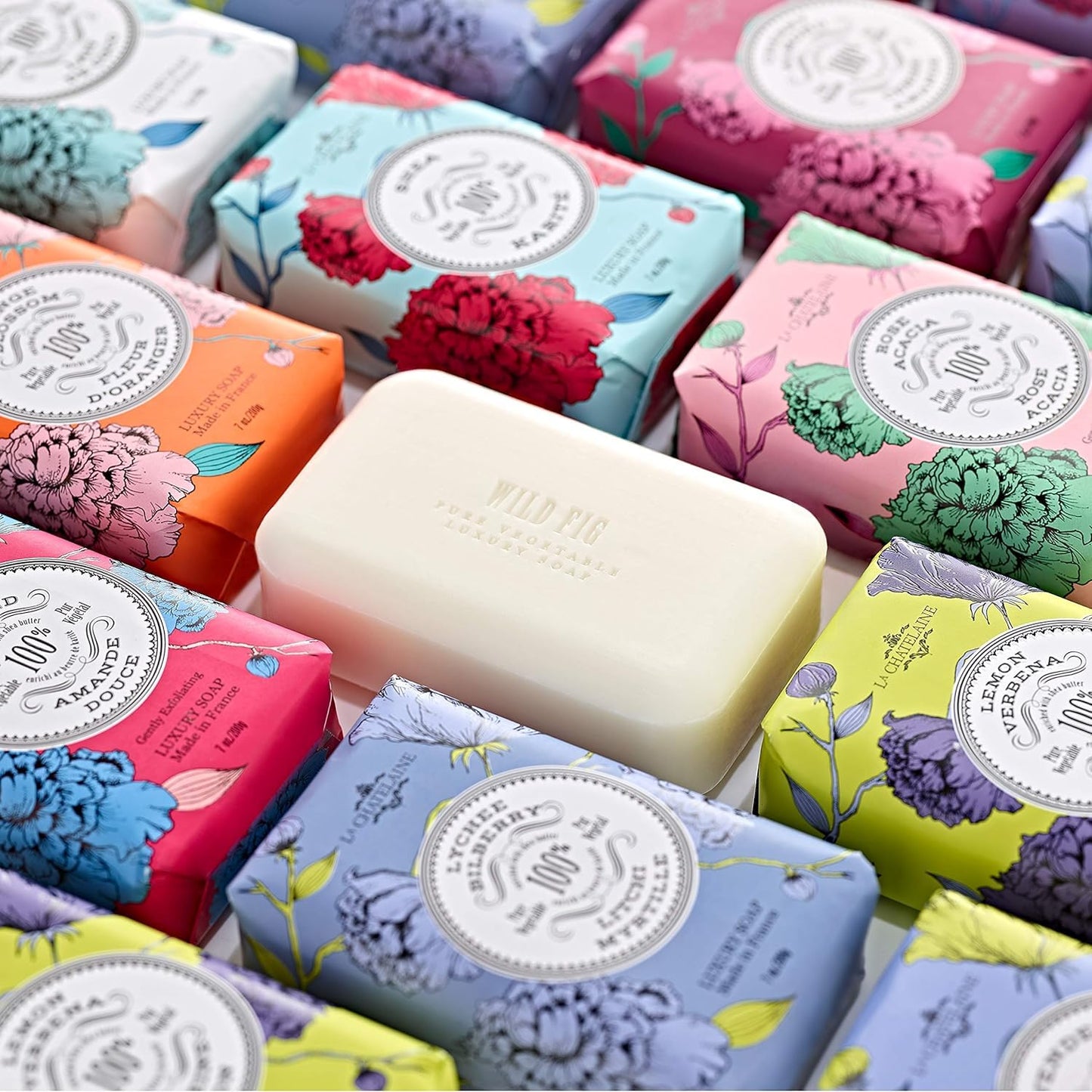 La Chatelaine Orange Blossom Triple Milled Bar Soap and 20% Shea Butter Hand Cream Gift Set, Decorative Tin, Plant-Based, Natural & Organic, Made in France (7 oz. soap bar, 1 oz. hand lotion)