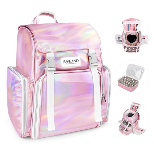 SAVILAND Nail Polish Organizer Bag: PU Leather Nail Kit Organizer Holds 70 Bottles (15ml-0.5 fl.oz) and Nail Lamp, Portable Nail Polish Storage Carrying Case Nail Organizers and Storage for Nail Tech