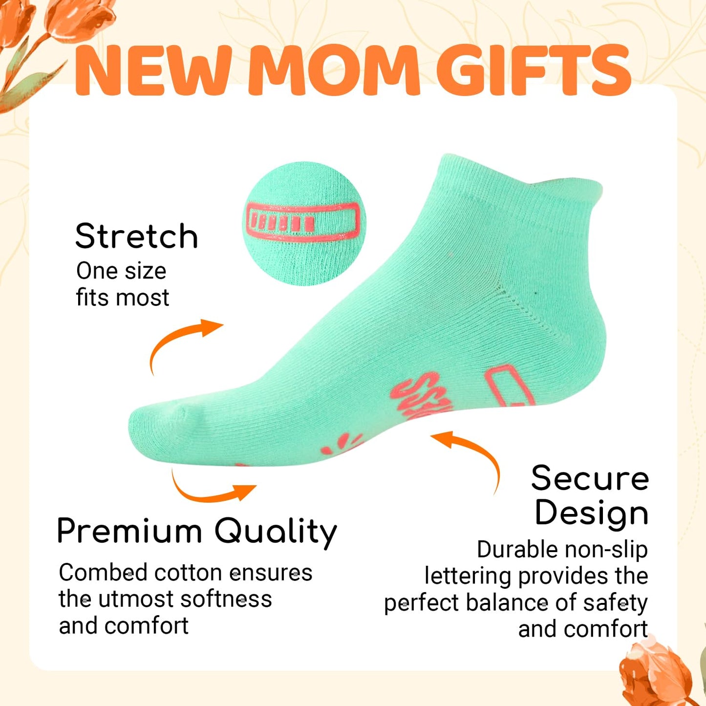 First Mothers Day Gifts - New Mom Gifts for Pregnant Friend Wife Daughter, Pregnancy Socks, Labor Delivery Socks