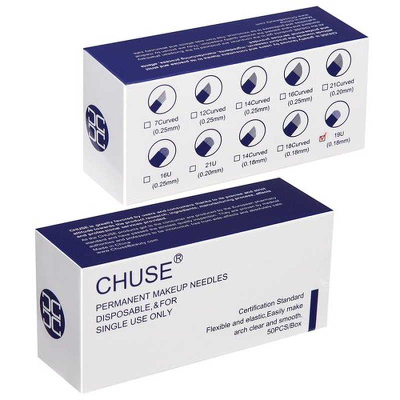 CHUSE 19U 50pcs 0.18mm Nano Mircoblading Needle Permanent Makeup Manual Eyebrow Tattoo Needle