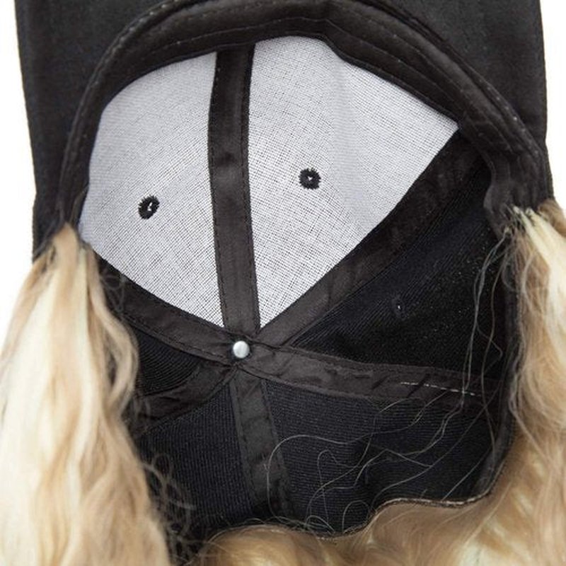 S-noilite Baseball Cap with Hair Baseball Hats with Hair Attached Corn Wave Baseball Cap Wig Adjustable Baseball Hat Wig for Women (18”-Corn Wave, Sandy Blonde & Bleach Blonde)