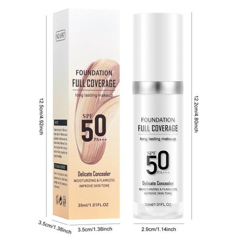 KYDA Color Changing Foundation SPF 50 PA+++, Full Coverage Foundation BB Cream, Moisturizing Flawless Liquid Concealer Foundation, Skin-improving Foundation for All Skin, 1.01 fl oz