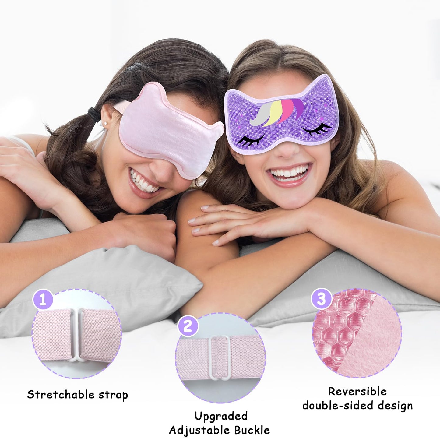 CONBELLA 2PCS Cooling Eye Mask Gel Eye Mask, Reusable Hot Cold Therapy Cold Eye Mask for Post Surgery, Puffiness, Dark Circles, Eye Bags, Dry Eyes,color:Pink Purple，number_of_items:2