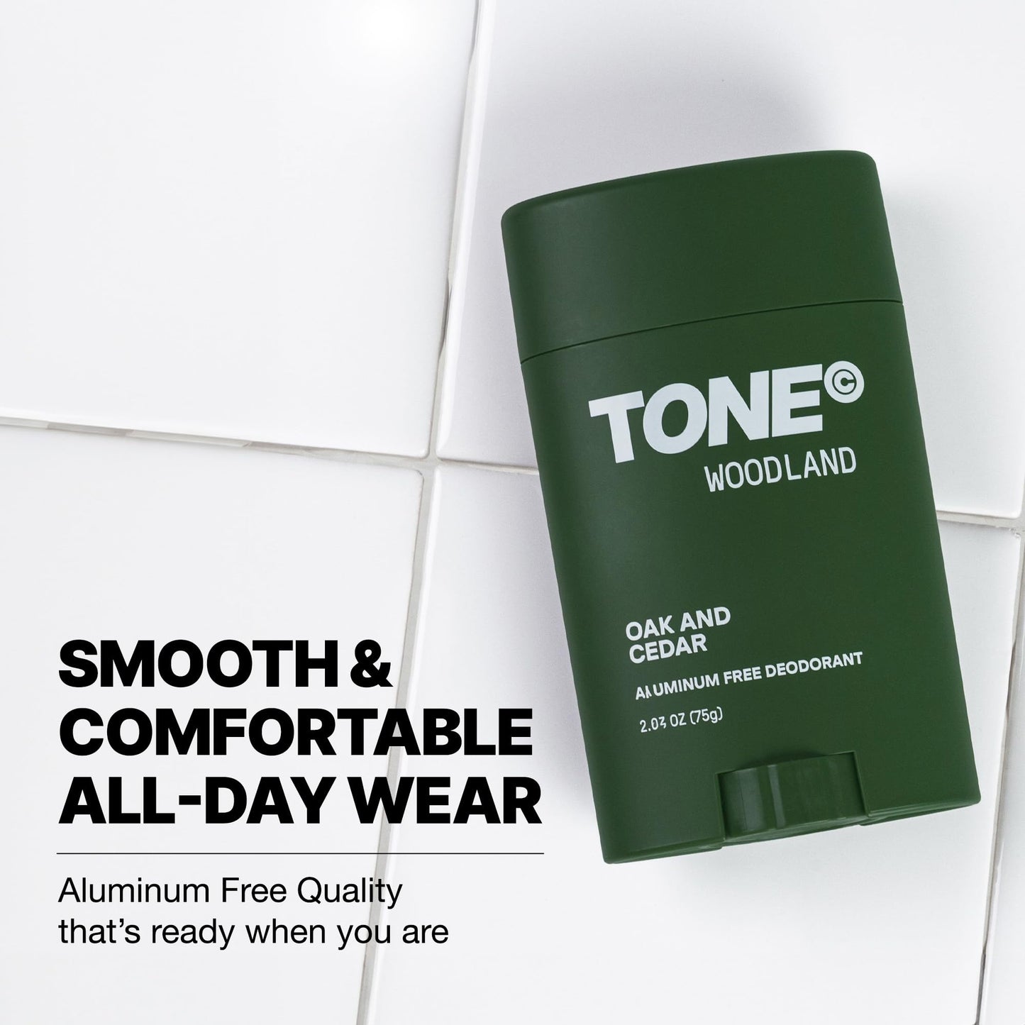 TONE Aluminum Free Deodorant for Men & Women, Woodland, Paraben Free Formula with up to 48-Hour Odor Protection, Dermatologist-Tested, 2.65 oz (4 Pack)