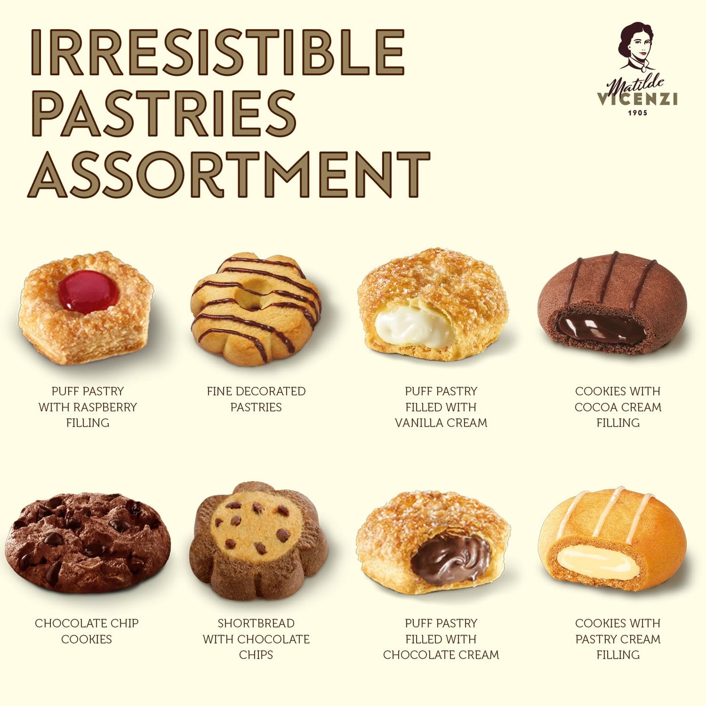 Matilde Vicenzi Roma Cookie Gift Tin - Pastries & Cookies in Individually Wrapped Trays - Gourmet Gifts For Father's Day, Teacher, Birthday - Assorted Cookies in Italian Design Tin 32.5oz (920g)