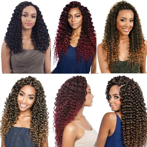 GoGo Curl Crochet hair 18inch Beach Curl Bohemian Crochet Hair Braids Ombre Red Deep Wave Braiding hair Extensions (5Packs,1B/BUG)
