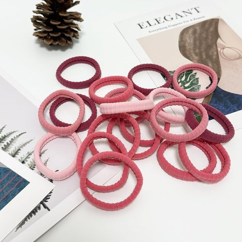 Jseng 10Packs Seamless Hair Ties for Women - No Damage Elastic Ponytail Holders Hair Accessories for Thick Curly Hair - Pastel Pink