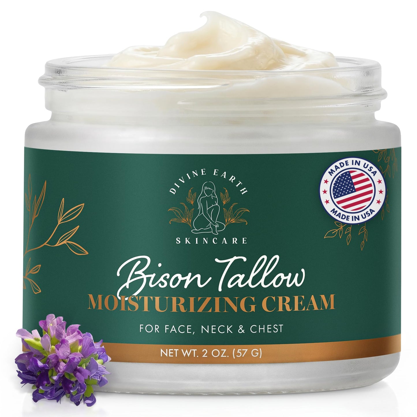 Bison Tallow Face Cream with Bakuchiol & Hyaluronic Acid Moisturizing Cream