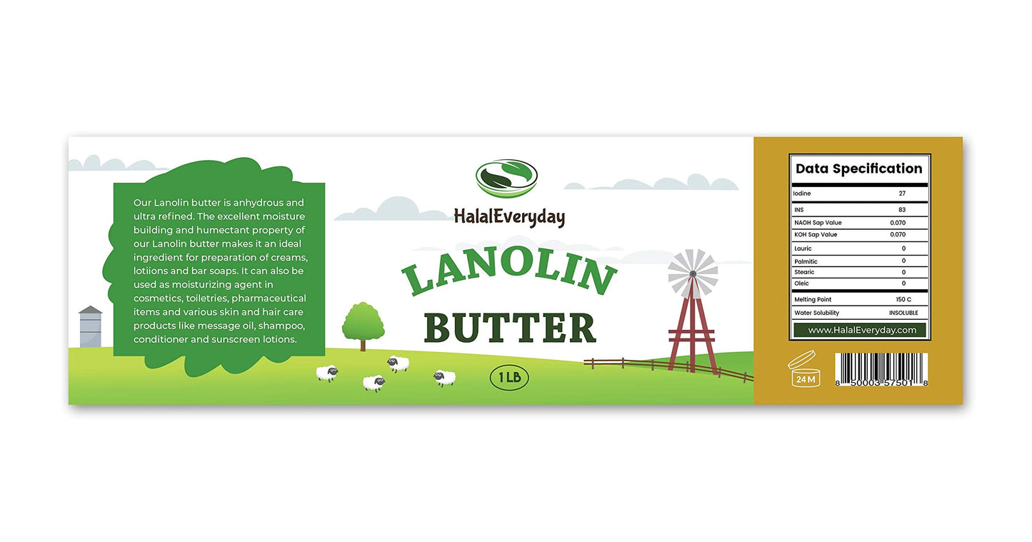 100% Pure Lanolin (anhydrous) - Ultra Refined Butter 1 Lb - Nipple cream - Mustache wax - Helps revitalize and hydrate sensitive skin. Great for making lip balm, hair and skin products.