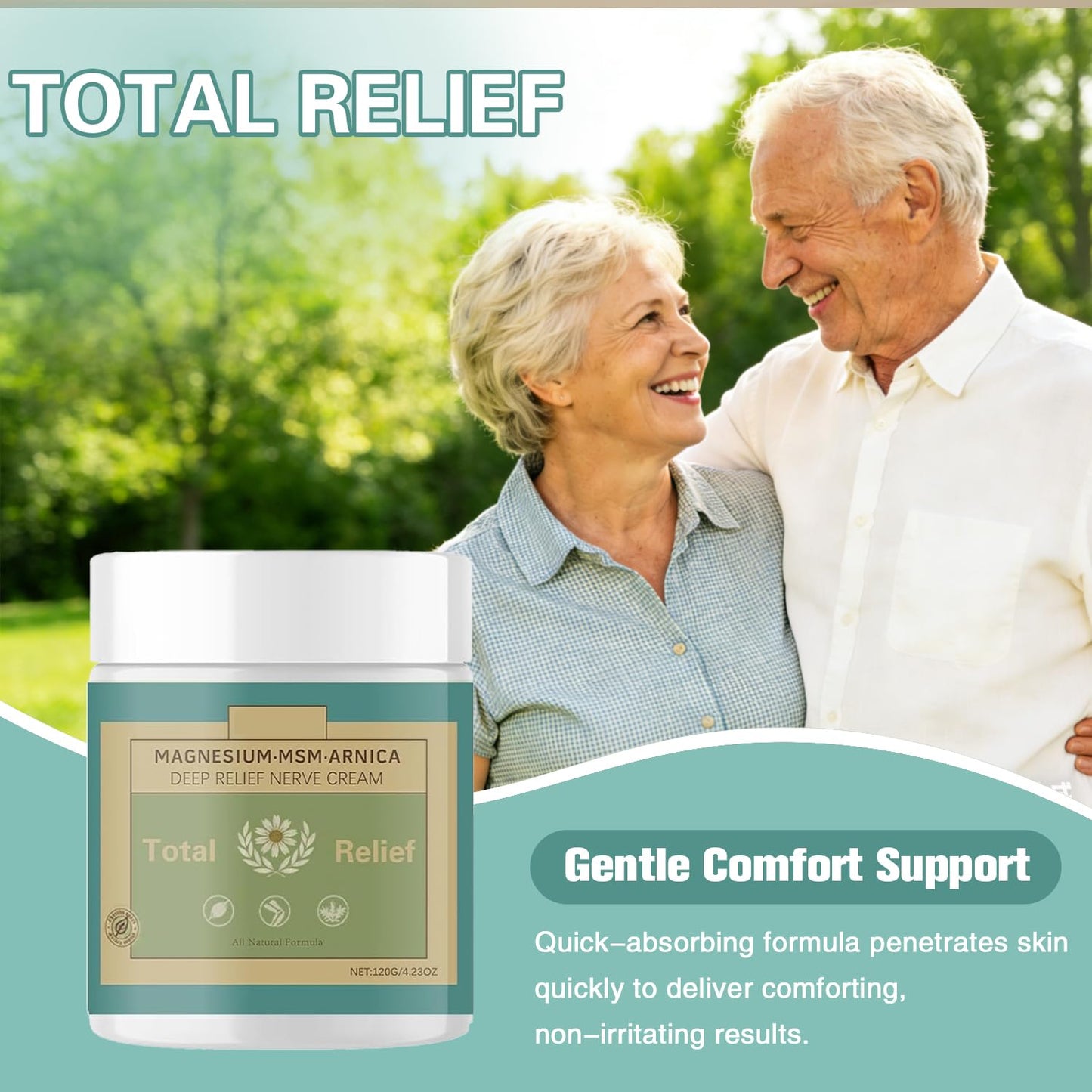 HANGWON Total Relief Magnesium Soothing Cream Advanced nerve Comfort with Arnica, Menthol, MSM,Fast-Absorbing for Relief Joint, Feet, Hands, Legs, Muscles, and Waist, Natural Ingredient -4floz/114g