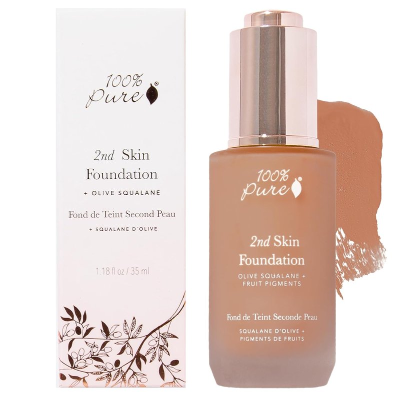2nd Skin Lightweight Serum Foundation - Anti-Aging Liquid Makeup for Hydration & Glow | Vegan Shade 7 (Neutral w/Red Undertone) - 1.18 Fl Oz