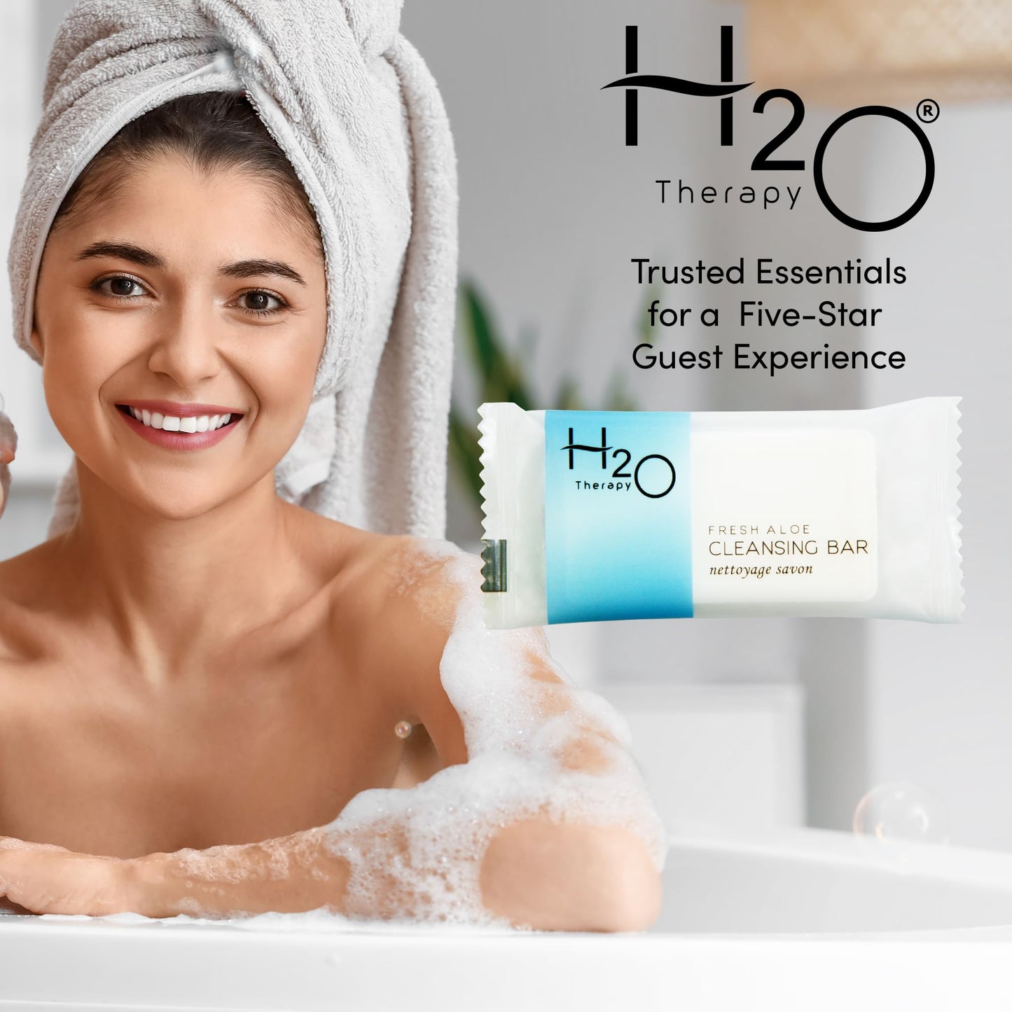 Travel Size Hotel Bar Soap 500 Count 1 oz Cleansing Bars Guest Amenities for Hotels Vacation Rentals and Short Term Rentals Paraben Free Green Tea Scent Infused with Aloe and Olive Oil by H2O Therapy