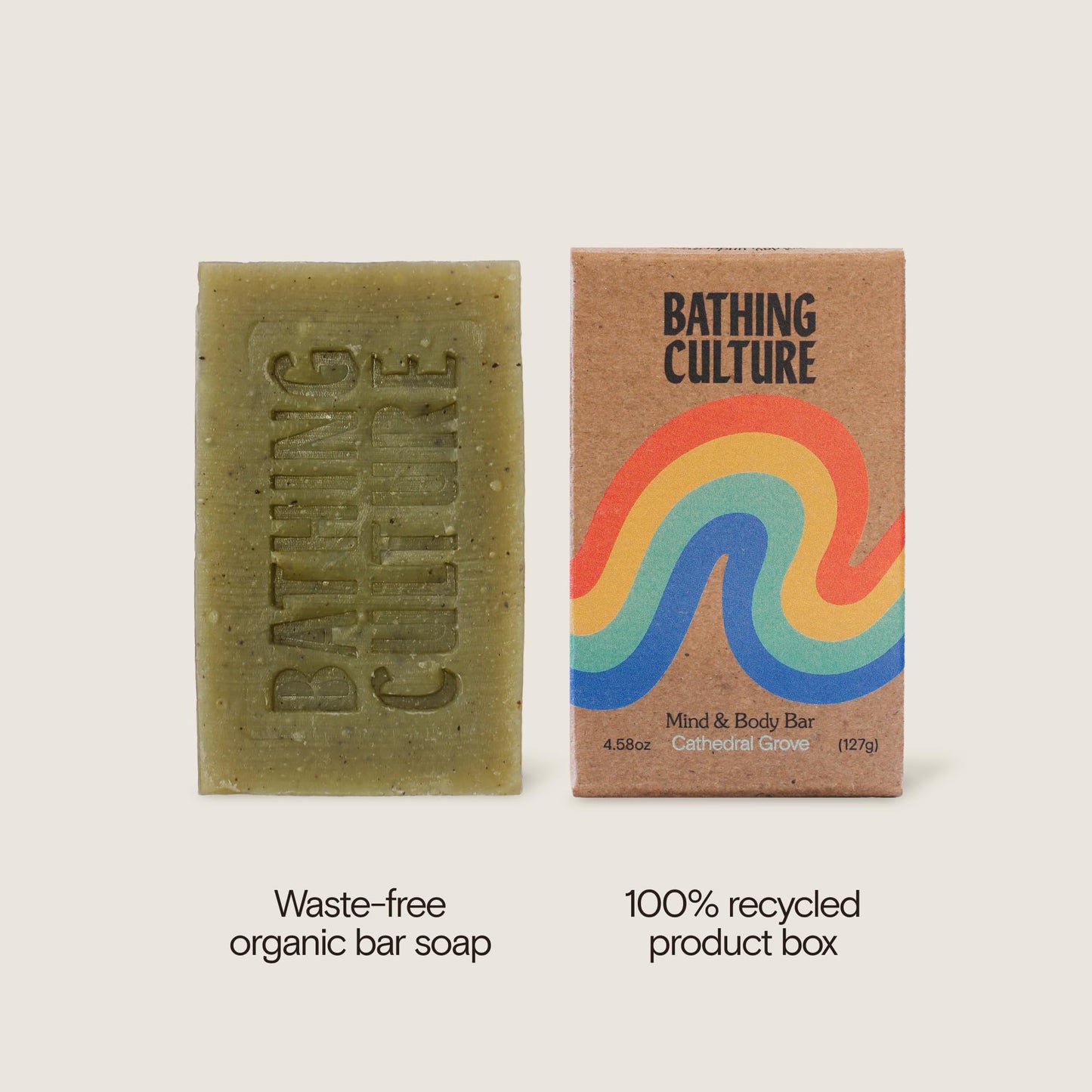 Bathing Culture Organic Soap Bar for Body, Exfoliating Natural Bar Soap Infused with Chlorella, Comfrey Root & Aloe, Biodegradable, Vegan, 4.58 oz, 127g