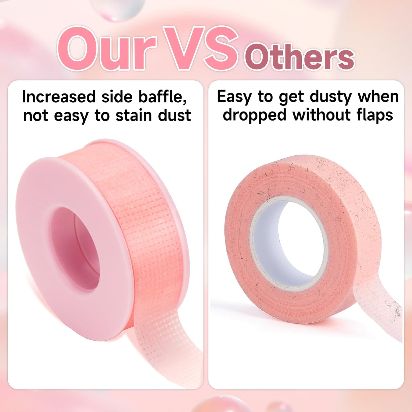 G2PLUS Eyelash Tape, 2 Rolls Silicone Gel Makeup Tape, 1/2'' x 8 Yards Pink Lash Tape, Micropore Eyelash Extension Tape for Lift and Makeup