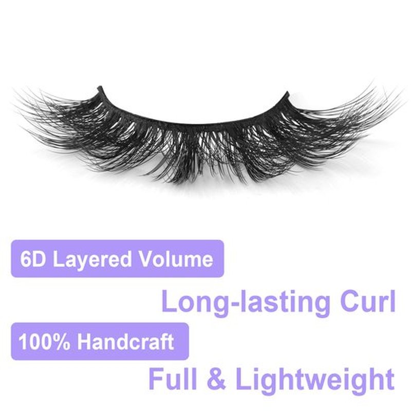 Eyelashes Natural Look Faux Mink Lashes Fluffy False Eyelashes Wispy Cat Eye Lashes Pack Strip Lashes by Kiromiro
