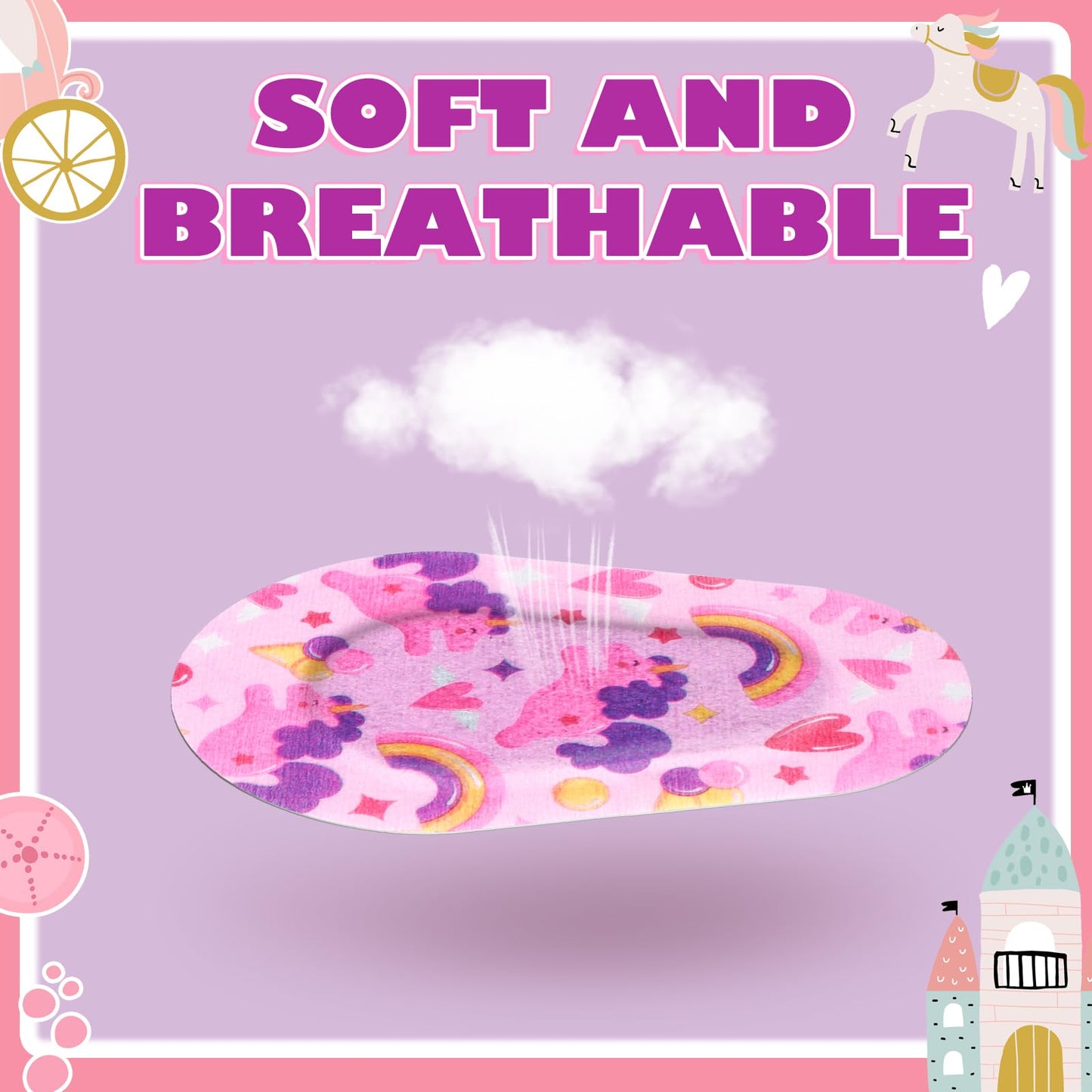 60 Pcs Adhesive Kids Eye Patches for Girls Toddler Eye Patches Bulk Breathable Material, Light Blocking Cotton Colorful and Fun Designs Adhesive Bandages for Girls, 12 Styles