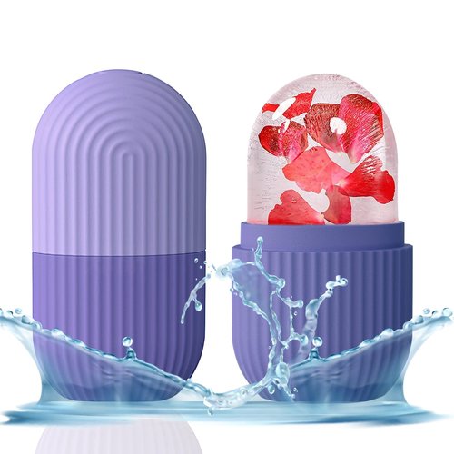KOGITI Ice Mold for Face, Ice Roller for Face & Eye, Beauty Facial Ice Rollers Ice Holder Mold Face Puffiness Relief Massage Skin Care Tools, Ice Facial Cube (Purple)