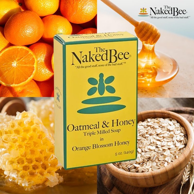 Naked Bee Oatmeal & Honey Soap - Triple Milled, 5 Ounce | 3 Pack, Orange Blossom Honey