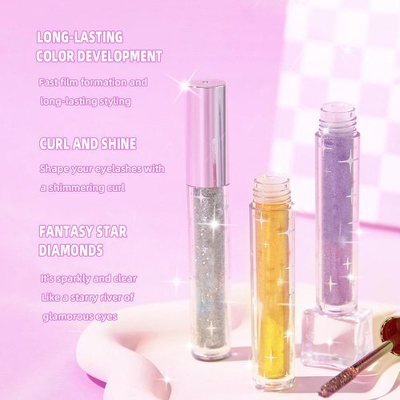 Question Beauty Glitter Mascara, 3PCS Glitter Mascara Eyeshadow, Questionbeauty Glitter Mascara, Question Beauty Mascara, Colored Mascara for Eyelashes (C)