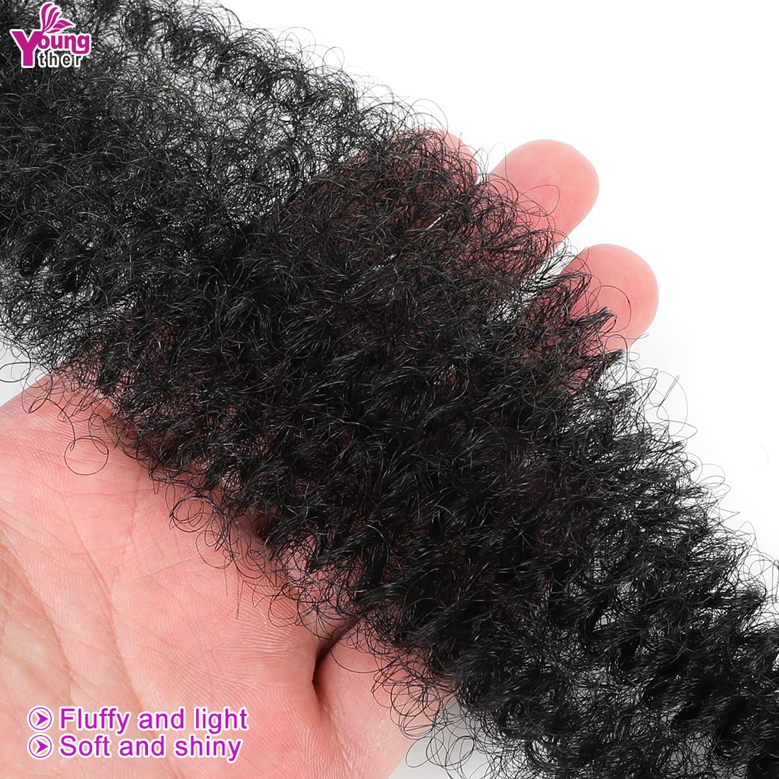 Youngther 36 inch Pre Separated Springy Afro Twist Hair 4 Packs Soft Spring Twist Hair For Marly Braiding Hair Synthetic Crochet Hair Extensions for Black Women(36 inch #1B)