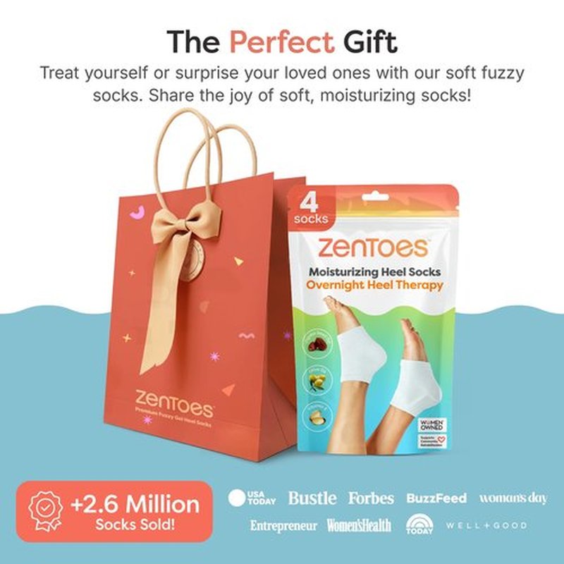 ZenToes Moisturizing Fuzzy Sleep Socks with Vitamin E, Olive Oil and Jojoba Seed Oil to Soften and Hydrate Dry Cracked Heels (Regular, Slate)2 Pair (Pack of 1)