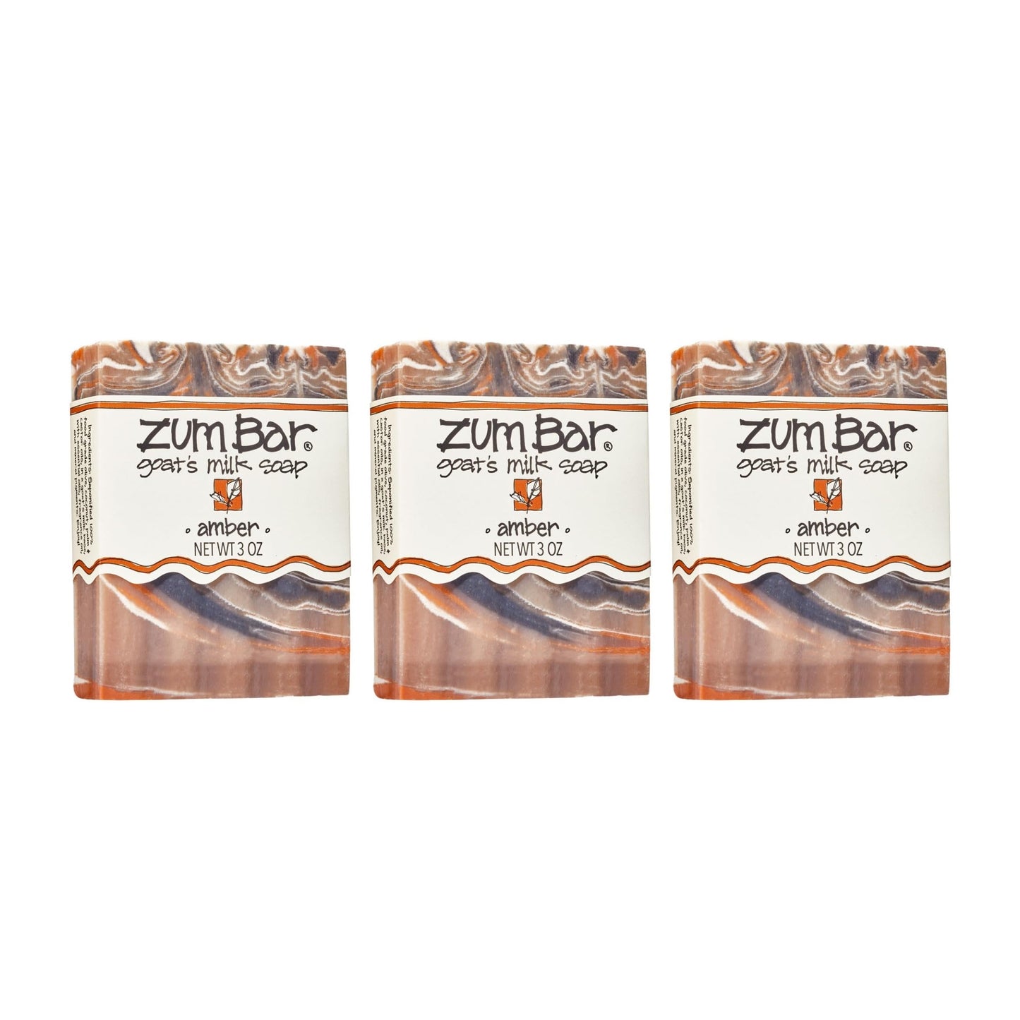 Zum Indigo Wild Goat's Milk Soap Bar - Bar Soap for Hands & Body Made with Essential Oils - 3 oz - Amber (3 Pack)