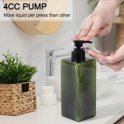 Yebeauty Pump Bottle Dispenser, 22oz 650ml Empty Plastic Shampoo Pump Dispenser Shower Hand Soap Dispenser Refillable Liquid Containers for Conditioner Body Wash, Bathroom Kitchen, 2 Pack Green
