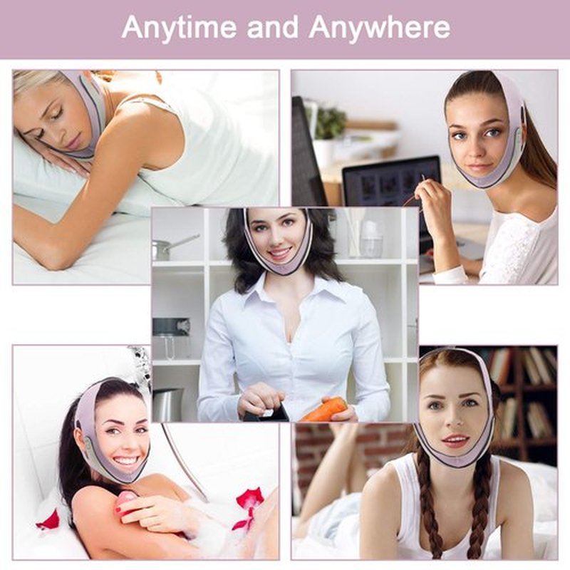 Double Chin Strap, FERNIDA V Line Chin Strap Lifting Mask Reusable Face Strap for Women and Men, Pink