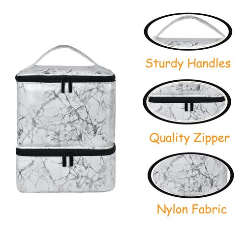 Quoyiyo Nail Polish Organizer Bag Nail Polish Organizer Bag,Double-Layer Nail Polish Storage and Nail Dryer Case,Holds 30 Bottles, Double Layer Nail Polish Storage Bag for Nail Kit (15 ml)